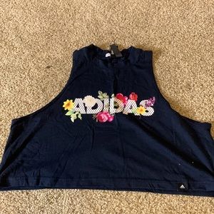 Athletic adidas top with flowers